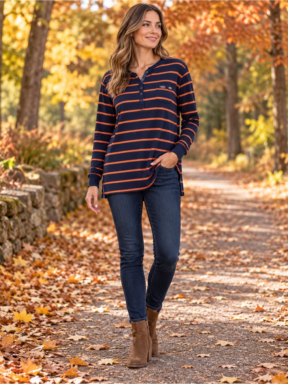 Ralph Lauren Jeans Co Waffle Knit Henley Top 1X Fall Layer Collegiate Classic